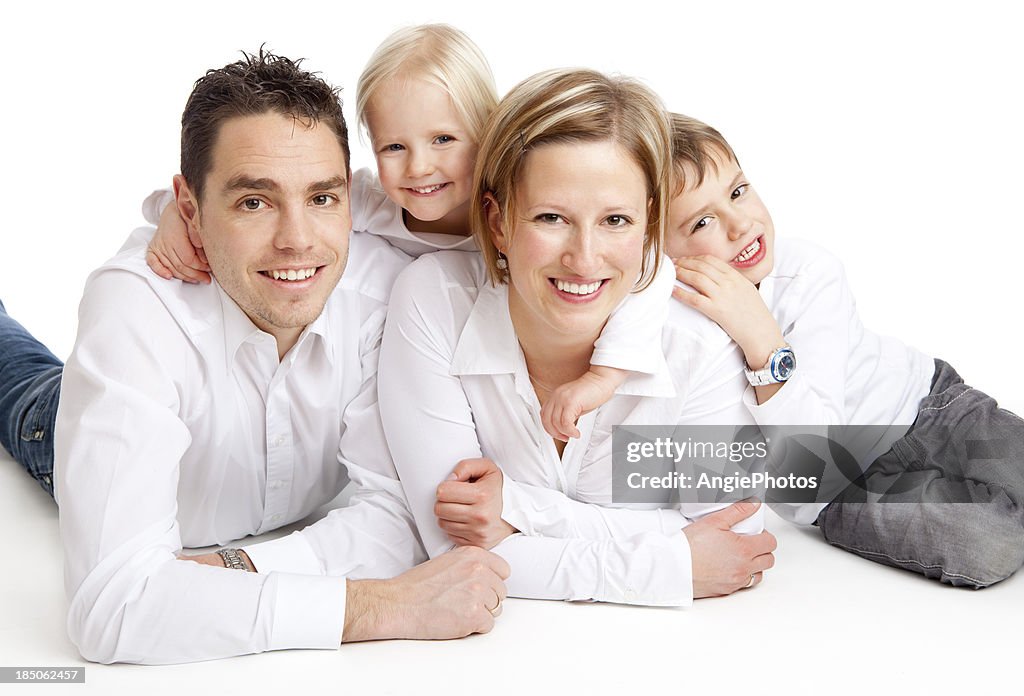 Happy young family with two children