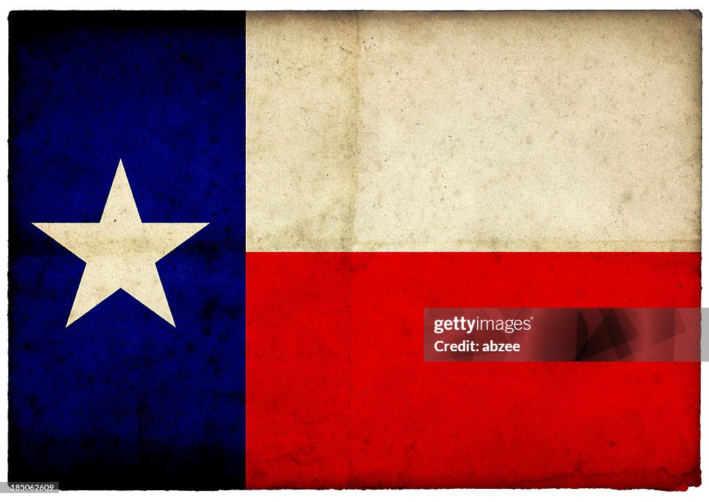 Grunge Texas stato bandiera sulla vecchia Cartolina con bordo grezzo