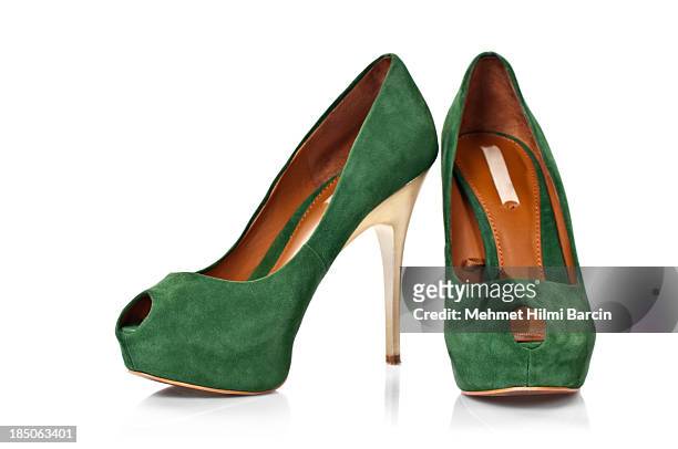 suede leather's shoes - high heels stock pictures, royalty-free photos & images