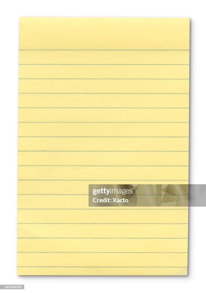 Hi-res Yellow Note Pad - with outline paths.