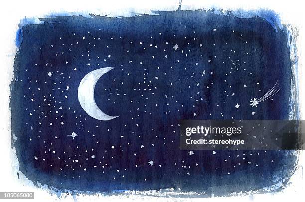 night sky - watercolor night sky stock illustrations