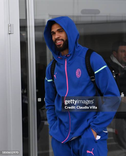 1Ruben Loftus Cheek of AC Milan leaves Malpensa airport for Newcastle on December 12, 2023 in Milan, Italy.