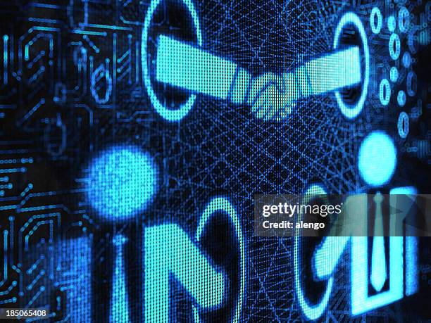 Computer Handshake Line Handshake Computer Screen Photos and Premium High Res Pictures - Getty ...