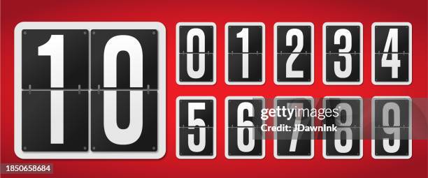 stockillustraties, clipart, cartoons en iconen met set of number flip counters or countdown clock display - scorebord