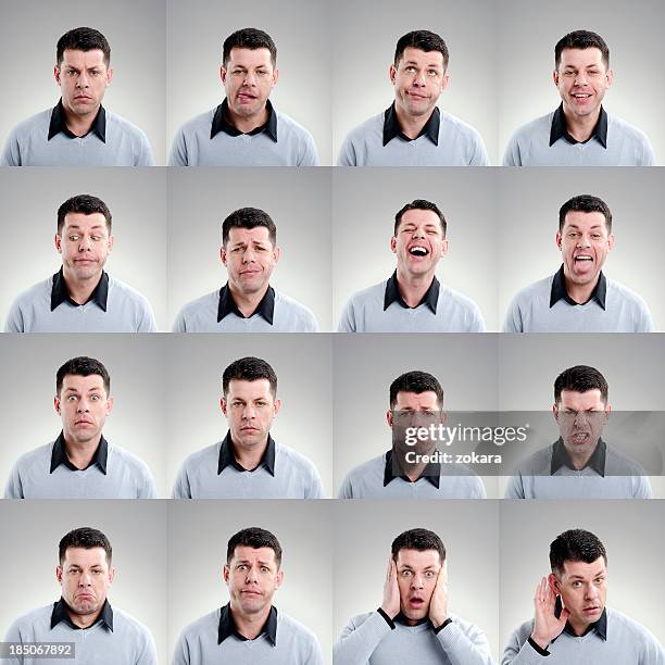 expresión facial - imagen múltiple fotografías e imágenes de stock