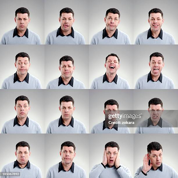 facial expression - multiple images different expressions stock pictures, royalty-free photos & images