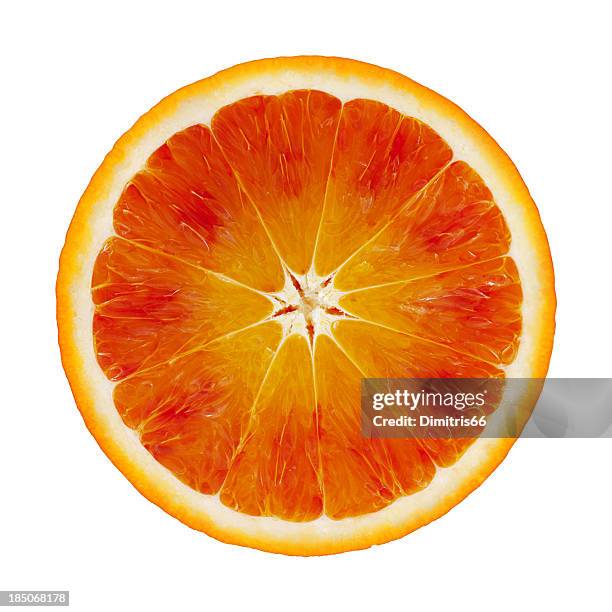 blood orange portion on white - bloedsinaasappel stockfoto's en -beelden