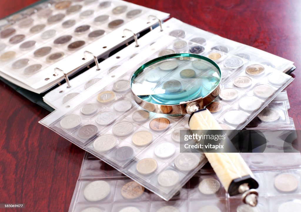 Coin Collection on the table