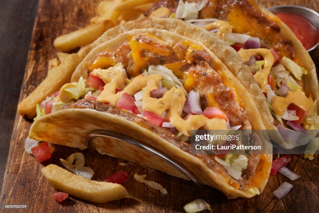 The Viral Smash Ground Chicken Cheese Burger Taco