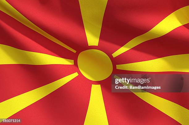 close up flag - macedonia - north macedonia stock pictures, royalty-free photos & images