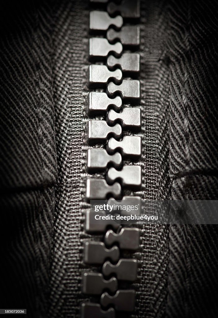 Macro shot of a zipper