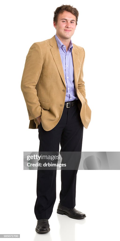 Cheerful young man standing alone