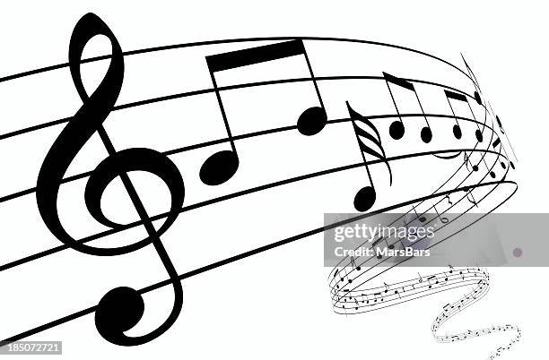 3d music notes dancing away - musical note stock pictures, royalty-free photos & images