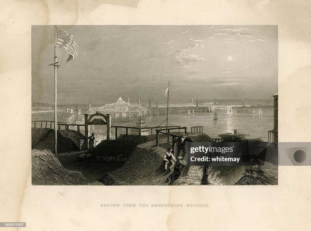 Boston from Dorchester Heights (Geo Virtue 1839)