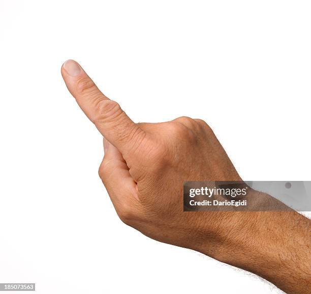 index of a male hand on white background - pointing stock pictures, royalty-free photos & images