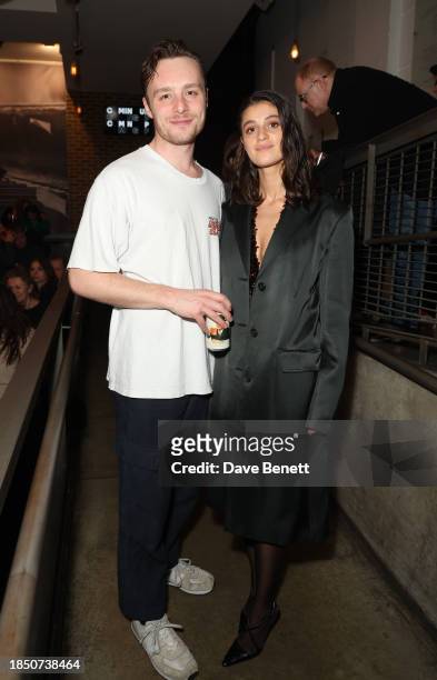 Luke Thallon and Anya Chalotra attend the press night after party for "Cold War" at The Almeida Theatre on December 12, 2023 in London, England.