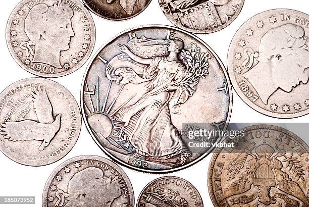 old monedas de los estados unidos - us coin fotografías e imágenes de stock