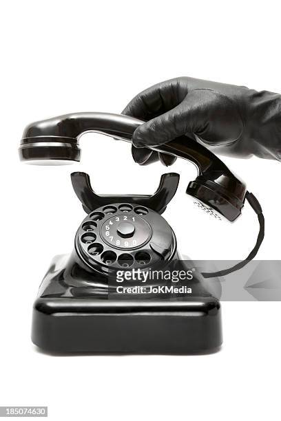 criminal on the phone - black glove stock pictures, royalty-free photos & images