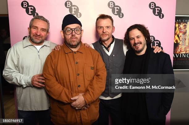 Eddie Marsan, Nick Frost, Simon Pegg and Edgar Wright attend the BFI screening and Q&A for "The World's End" 10th Anniversary at BFI Southbank on...