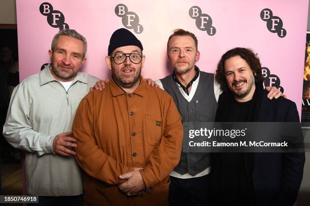 Eddie Marsan, Nick Frost, Simon Pegg and Edgar Wright attend the BFI screening and Q&A for "The World's End" 10th Anniversary at BFI Southbank on...