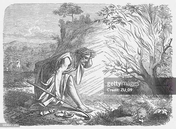 illustrations, cliparts, dessins animés et icônes de moïse et le burning bush (exodus 3, 1 à 5 - christianisme