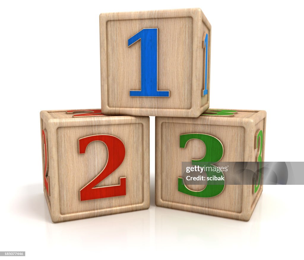 Bloques con números 1, 2 y 3
