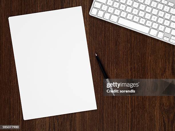 businessman's table - blank paper on table stock pictures, royalty-free photos & images