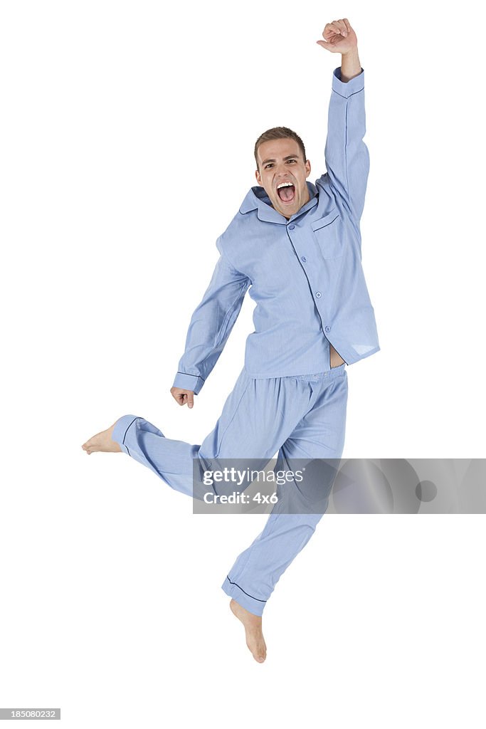 Excited man jumping