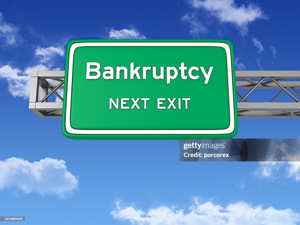 Road Sign with BANKRUPTCY and Sky