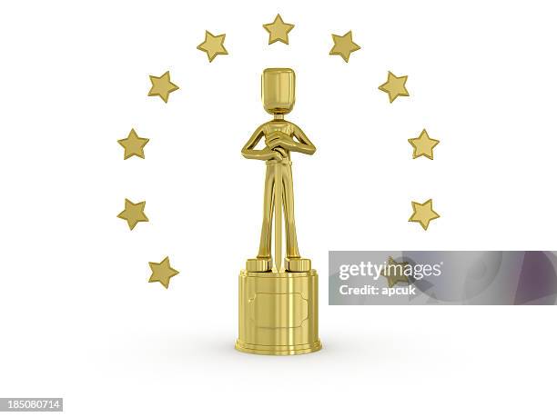 cartoonish stickman representation of the academy awards - gold trophy stock pictures, royalty-free photos & images