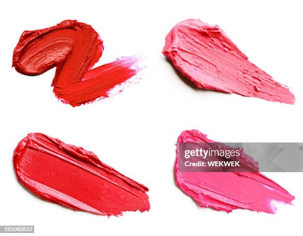 red and pink lipstick smears - smudged stock pictures, royalty-free photos & images