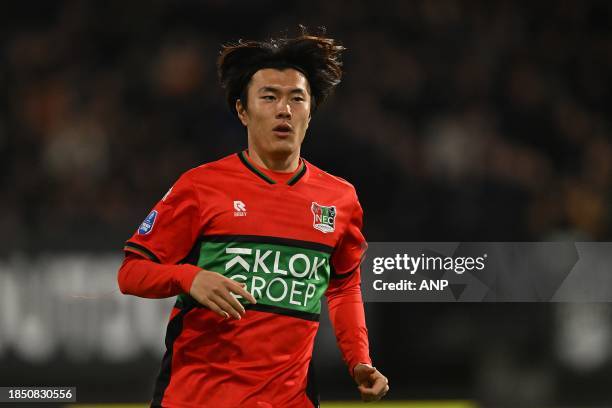 Koki Ogawa of NEC Nijmegen during the Dutch Eredivisie match between NEC and Fortuna Sittard in De Goffert on December 15, 2023 in Nijmegen,...