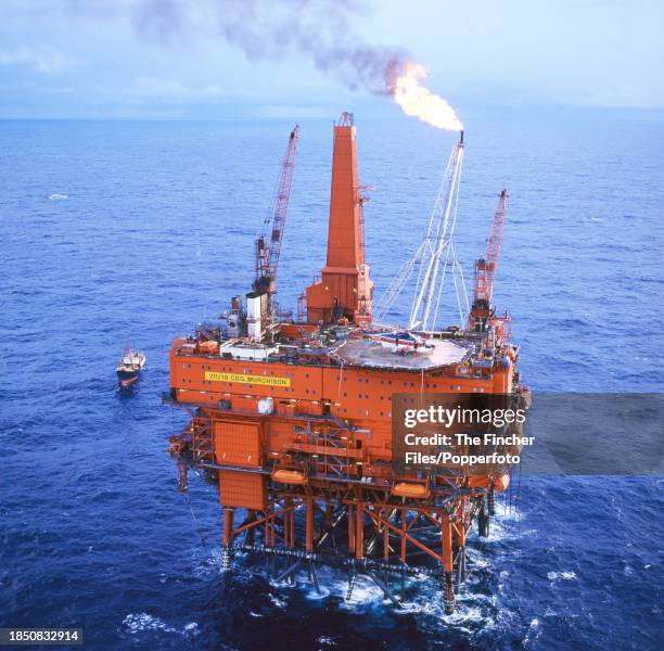 The Murchison Oil platform in the North Sea, circa 1982.