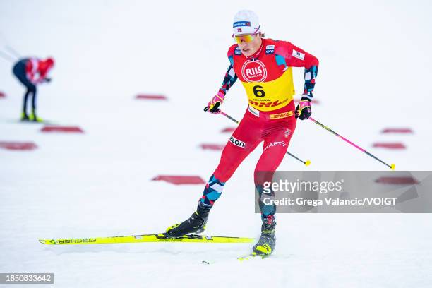 Johannes Hoesflot Klaebo of Norway in action competes during the FIS World Cup Cross - Country Individual Sprint Qualification on December 15, 2023...