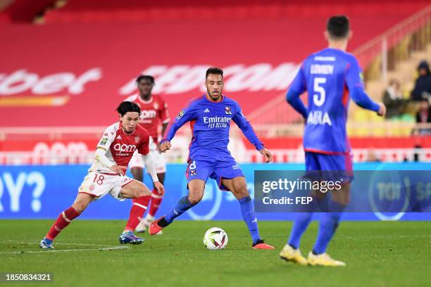 Takumi MINAMINO - 08 Corentin TOLISSO during the Ligue 1 Uber Eats match between Association Sportive de Monaco Football Club and Olympique Lyonnais...