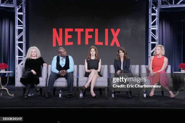 Carol Kane, Tituss Burgess, Ellie Kemper, Tina Fey and Jane Krakowski seen at Netflix 2016 Winter TCA on Sunday, January 17 in Pasadena, CA.