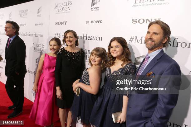 Annabel Beam, Christy Beam, Adelynn Beam, Abigail Beam and Kevin Beam seen at Columbia Pictures world premiere of 'Miracles from Heaven' at ArcLight...
