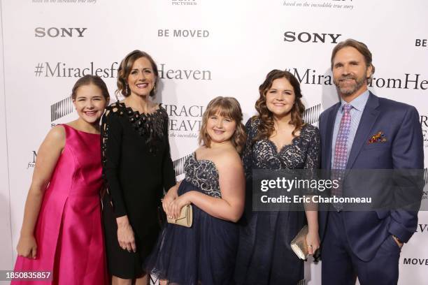 Annabel Beam, Christy Beam, Adelynn Beam, Abigail Beam and Kevin Beam seen at Columbia Pictures world premiere of 'Miracles from Heaven' at ArcLight...