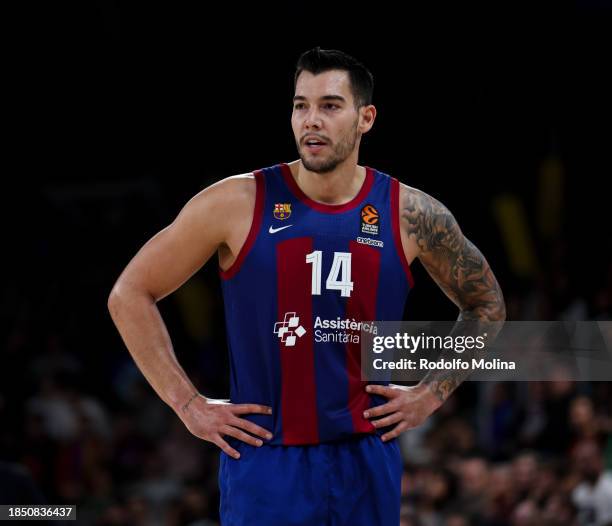 Willy Hernangomez, #14 of FC Barcelona during the Turkish Airlines EuroLeague match between FC Barcelona and EA7 Emporio Armani Milan at Palau...