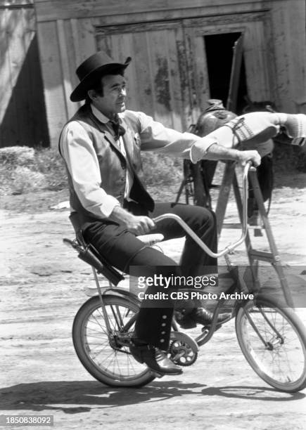 Pictured is Stuart Whitman in the CBS TV western series, Cimarron Strip. April 12, 1967.