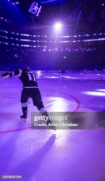 Los Angeles, CA Kings center Anze Kopitar, is introduced before a game against the Winnipeg Jets at Crypto.com Arena in Los Angeles Wednesday, Dec....