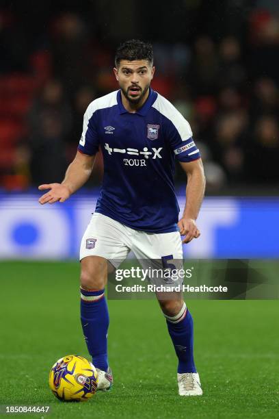 Sam Morsy of Ipswich Town in action during the Sky Bet Championship match between Watford and Ipswich Town at Vicarage Road on December 12, 2023 in...