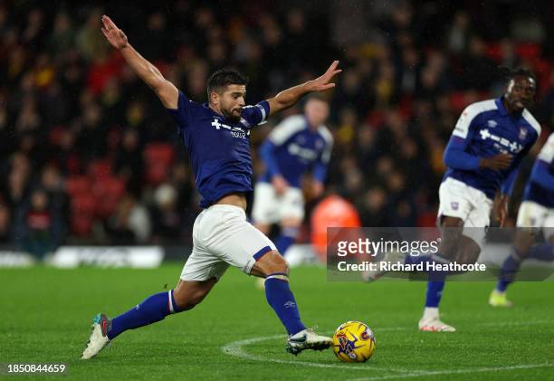 Sam Morsy of Ipswich Town in action during the Sky Bet Championship match between Watford and Ipswich Town at Vicarage Road on December 12, 2023 in...