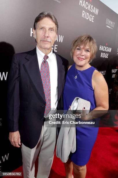 Desmond Doss Jr. And Elaine Roorda seen at Summit Entertainment, a Lionsgate Company, Los Angeles Special Screening of "Hacksaw Ridge" at The...