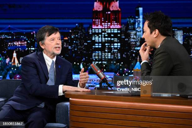 Episode 1892 -- Pictured: Filmmaker Ken Burns during an interview with host Jimmy Fallon on Friday, December 15, 2023 --