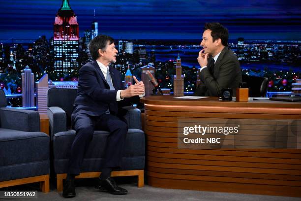 Episode 1892 -- Pictured: Filmmaker Ken Burns during an interview with host Jimmy Fallon on Friday, December 15, 2023 --