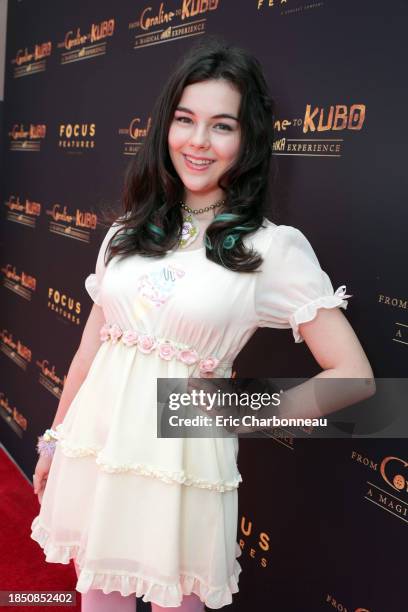 Merit Leighton seen at Focus Features and LAIKA Grand Opening of "From Coraline to Kubo: A Magical LAIKA Experience" at The Globe Theatre on Friday,...