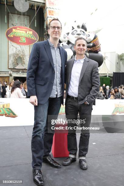 Writer/Producers Glenn Berger and Jonathan Aibel seen at DreamWorks Animation and Twentieth Century Fox World Premiere of 'Kung Fu Panda 3' at TCL...