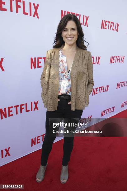 Neve Campbell seen at Netflix presents a special SAG-AFTRA Foundation and Casting Society of America panel at Paramount Studios on Monday, June 13 in...