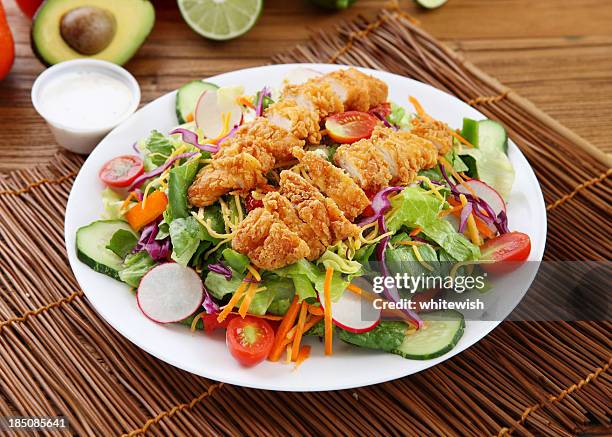 chicken salad - fried chicken plate stock pictures, royalty-free photos & images